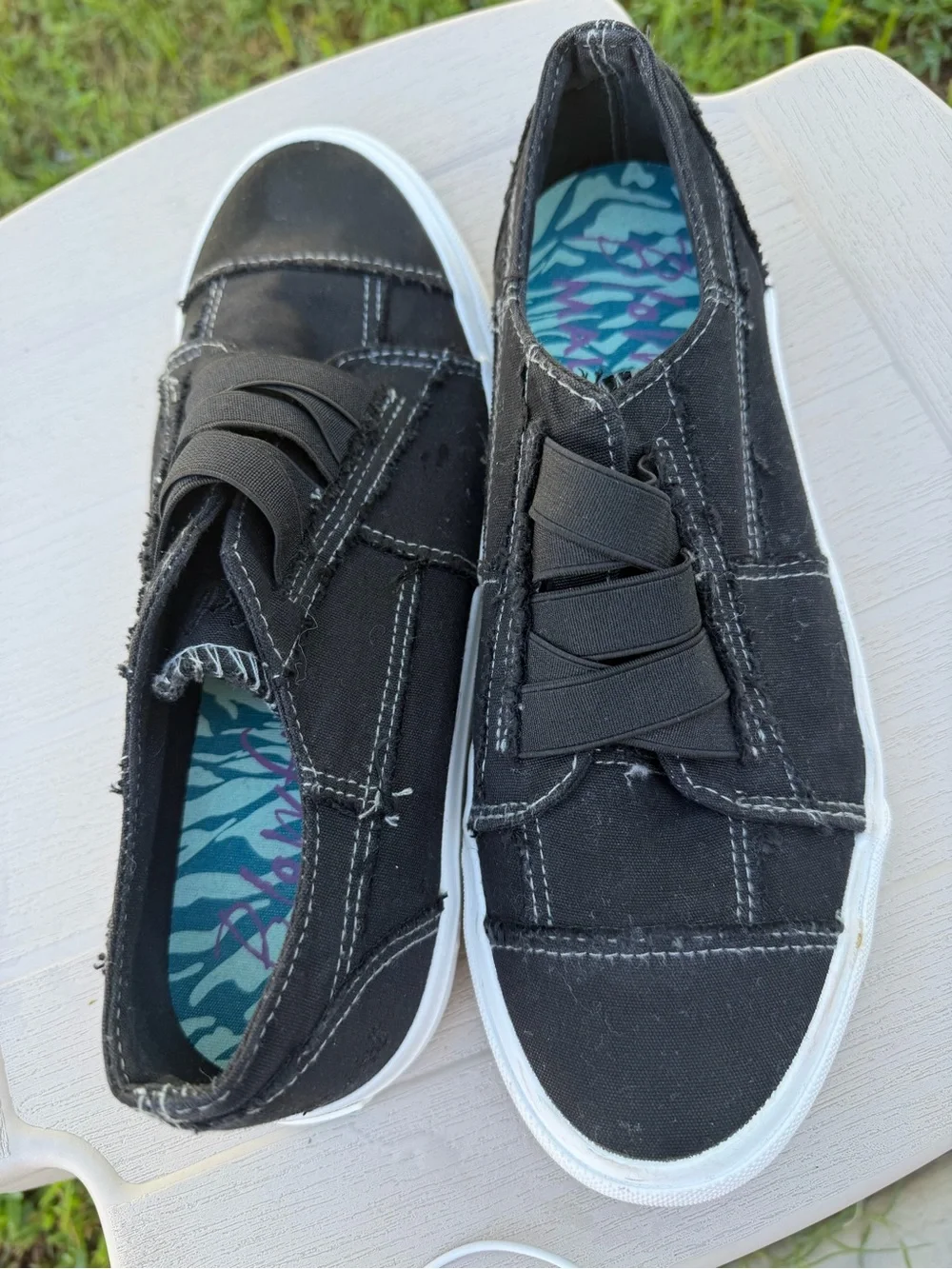 Blowfish Malibu Marley Black Canvas Slip-On Sneakers - Women's Size 8.5